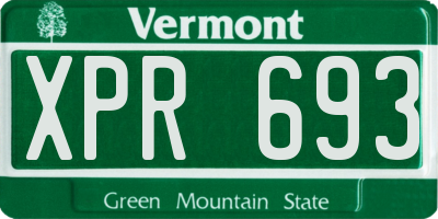 VT license plate XPR693