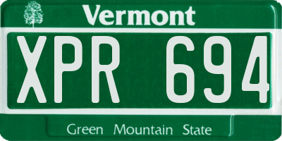 VT license plate XPR694