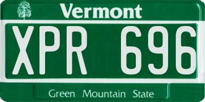 VT license plate XPR696