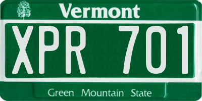 VT license plate XPR701