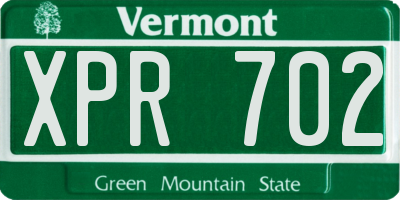 VT license plate XPR702