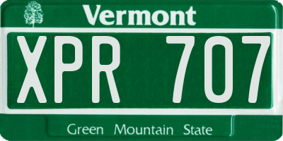 VT license plate XPR707
