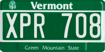VT license plate XPR708