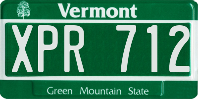 VT license plate XPR712