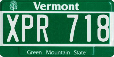 VT license plate XPR718
