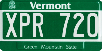 VT license plate XPR720