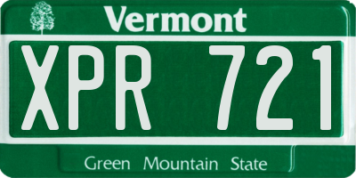 VT license plate XPR721