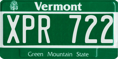 VT license plate XPR722