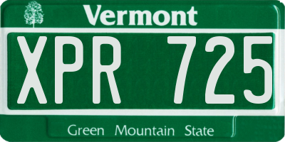 VT license plate XPR725