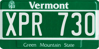 VT license plate XPR730