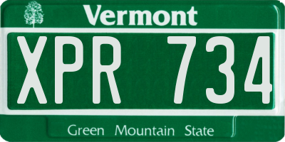 VT license plate XPR734