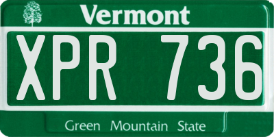 VT license plate XPR736