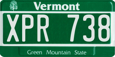 VT license plate XPR738