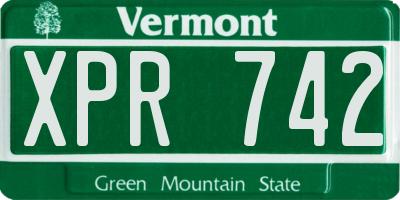 VT license plate XPR742