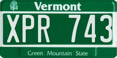 VT license plate XPR743