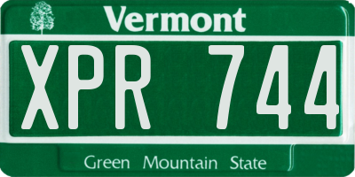 VT license plate XPR744