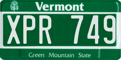 VT license plate XPR749
