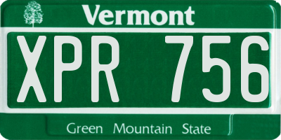 VT license plate XPR756