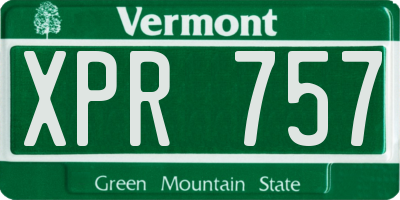 VT license plate XPR757