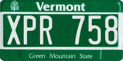 VT license plate XPR758