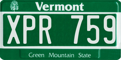 VT license plate XPR759