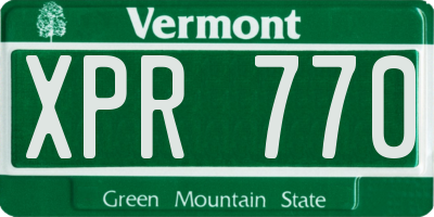 VT license plate XPR770