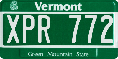VT license plate XPR772