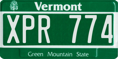VT license plate XPR774