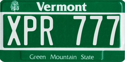 VT license plate XPR777