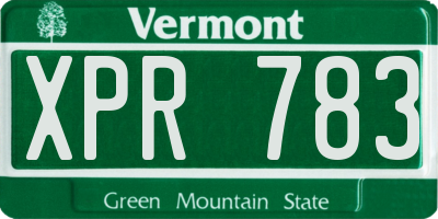 VT license plate XPR783