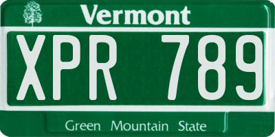 VT license plate XPR789