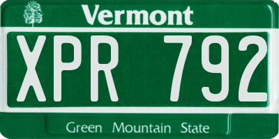 VT license plate XPR792