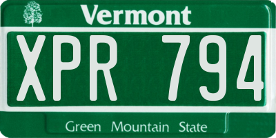 VT license plate XPR794