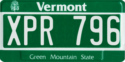 VT license plate XPR796