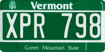 VT license plate XPR798