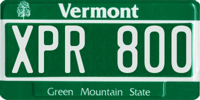 VT license plate XPR800