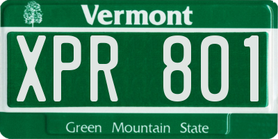 VT license plate XPR801