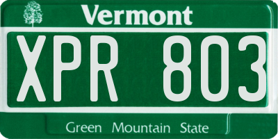 VT license plate XPR803