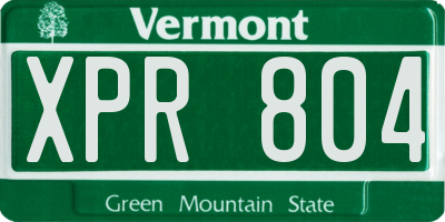 VT license plate XPR804