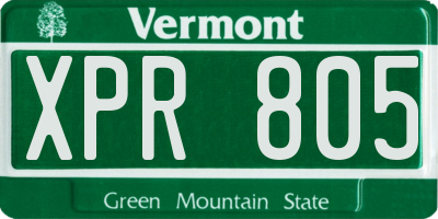 VT license plate XPR805