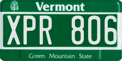 VT license plate XPR806