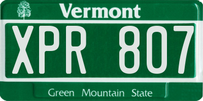 VT license plate XPR807