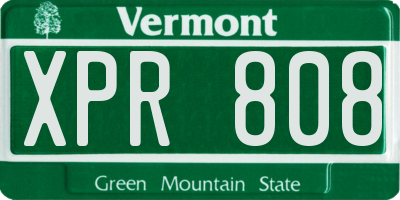 VT license plate XPR808