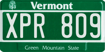 VT license plate XPR809