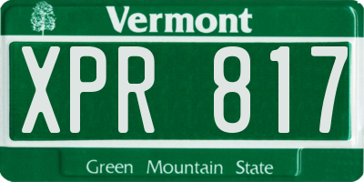 VT license plate XPR817