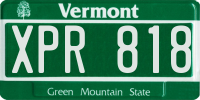 VT license plate XPR818