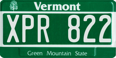 VT license plate XPR822