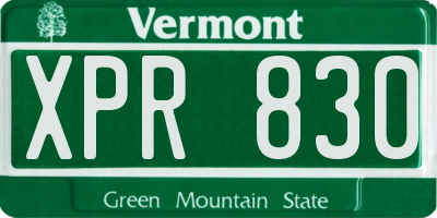 VT license plate XPR830
