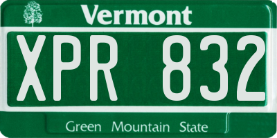 VT license plate XPR832