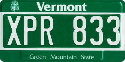 VT license plate XPR833